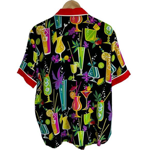 Bob Mackie Wearable Art Silk Cocktail Blouse Sz Large Short Sleeve Atomic Bright - Picture 7 of 16